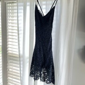 LuLus Navy blue lace mini dress